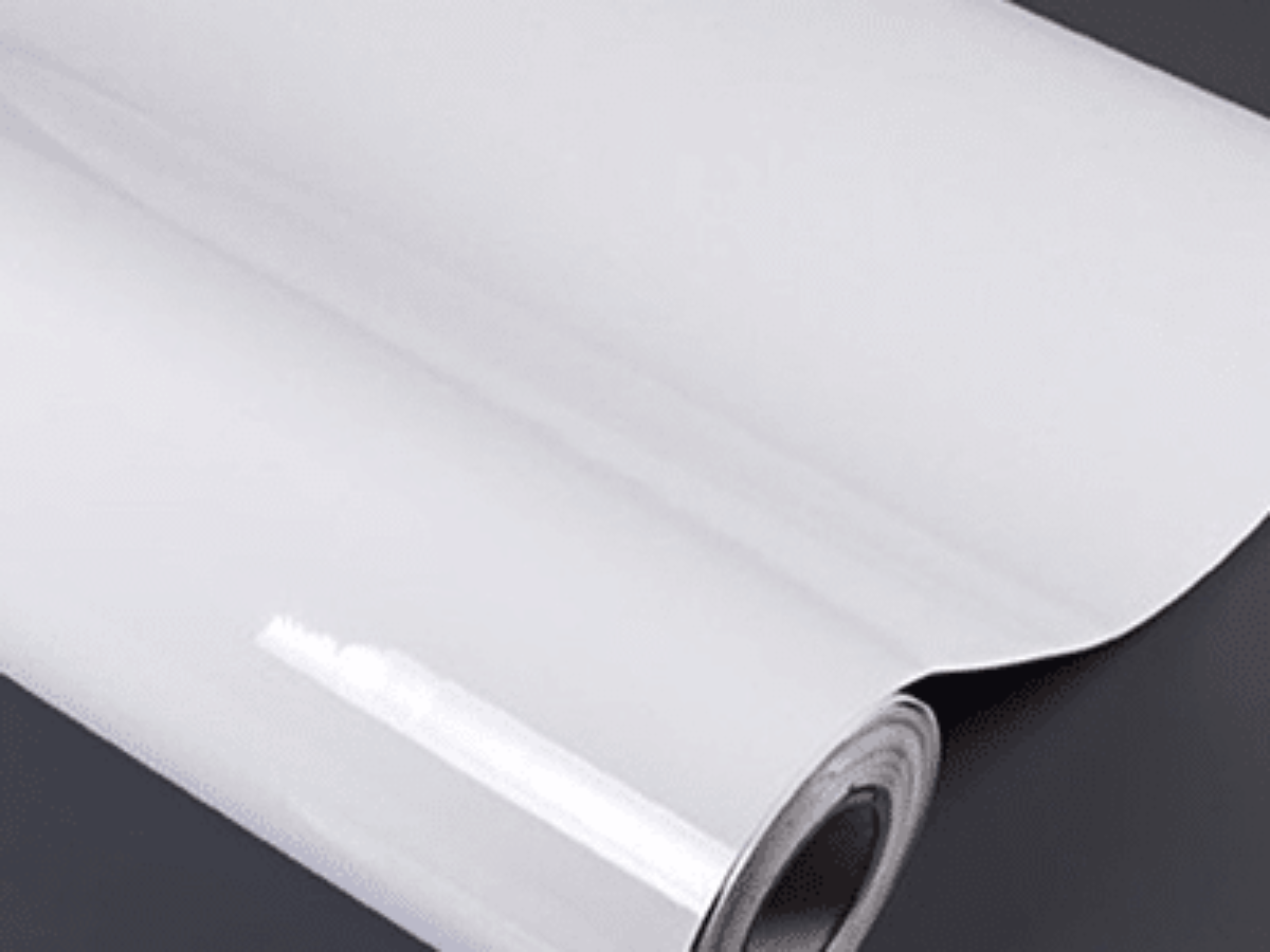 PVC Vinile Adesivo 100 Micron per Stampa e Taglio Bianco Lucido. 50 cm x10  mt
